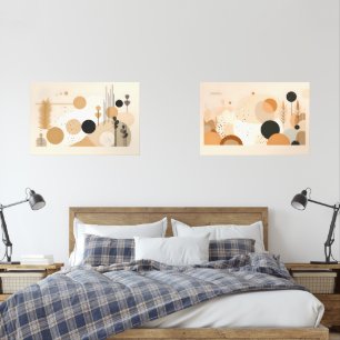 Beige Mid Century Muurkunst Sets