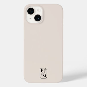 Beige Minimaal Modern Initiaal Botanisch Monogram Case-Mate iPhone 14 Hoesje