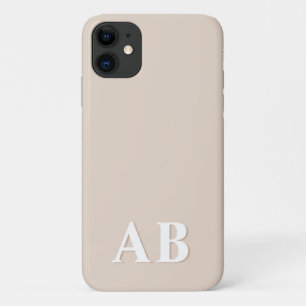 Beige Minimaal Modern Initiaal Monogram iPhone 11 Hoesje