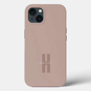 Beige Minimaal Modern Initiaal Monogram iPhone 13 Hoesje