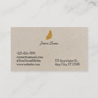 Beige Minimal Elegant Butterfly Visitekaartje