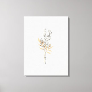 Beige Minimal Line art bloem Canvas Print