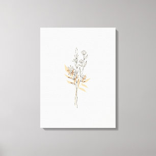 Beige Minimal Line art fleur toile Imprimer