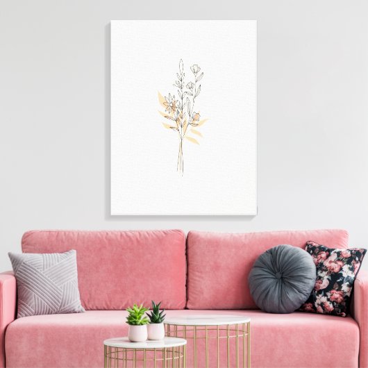 Beige Minimal Line art fleur toile Imprimer (Insitu(Salon))