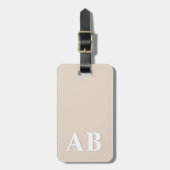 Beige Minimale Matig Monogram Initiaal Bagagelabel (Voorkant verticaal)