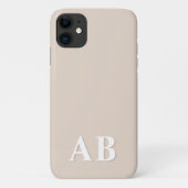Beige Minimale Matig Monogram Initiaal Case-Mate iPhone Case (Achterkant)