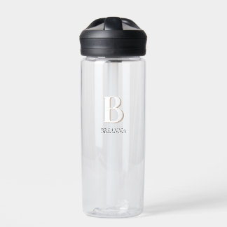 Beige Minimale Matig Monogram Initiaal Waterfles