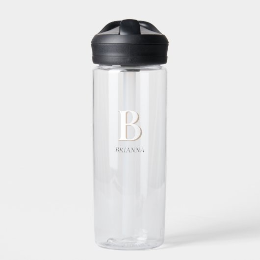Beige Minimale Matig Monogram Initiaal Waterfles (Voorkant)