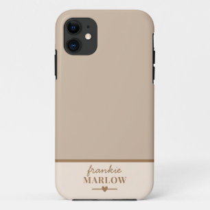 Beige Minimale Matig Monogram van het Initiaal Naa iPhone 11 Hoesje