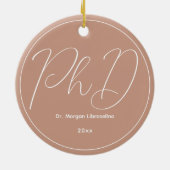 Beige Minimalist Name PhD Afstuderen Keramisch Ornament (Achterkant)