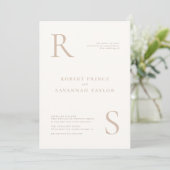 Beige Minimalist Wedding Invitation Kaart (Staand voorkant)