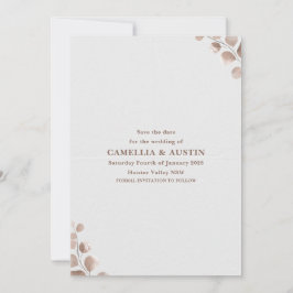 Beige Minimalist Wedding Invitation Kaart