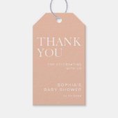 Beige Minimalistisch Baby shower Cadeaulabel (Voorkant)
