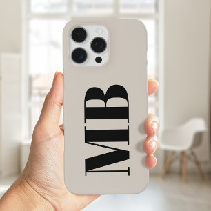 Beige minimalistisch modern vet Initiaal monogram iPhone 16 Pro Max Hoesje