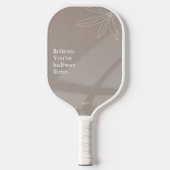 Beige minimalistische bloem met uw offerte pickleball paddle (Voorkant)