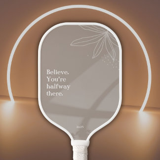Beige minimalistische bloem met uw offerte pickleball paddle
