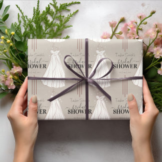 Beige Minimalistische Bruidsuitnodiging Cute Cadeaupapier