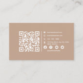 Beige minimalistische elegante scanbare QR-code Visitekaartje (Achterkant)