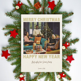 Beige minimalistische fotocollage Wenskaart Feestdagenkaart