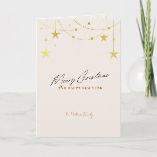 Beige minimalistische kerst Kaart aangepaste foto