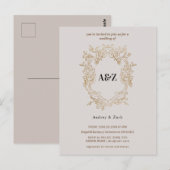 Beige Minimalistische Trouwfeest Uitnodiging (Voorkant / Achterkant)