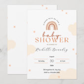 Beige Modern Cute Rainbow Baby shower Invitation Kaart (Voorkant / Achterkant)
