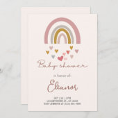 Beige Modern Cute Rainbow Baby shower Kaart (Voorkant / Achterkant)