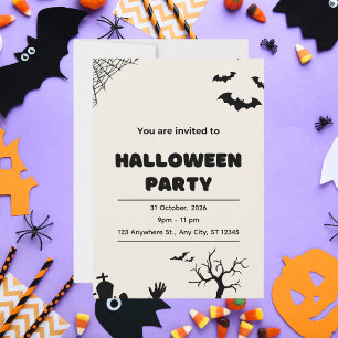 Beige Modern Halloween Feest Kaart