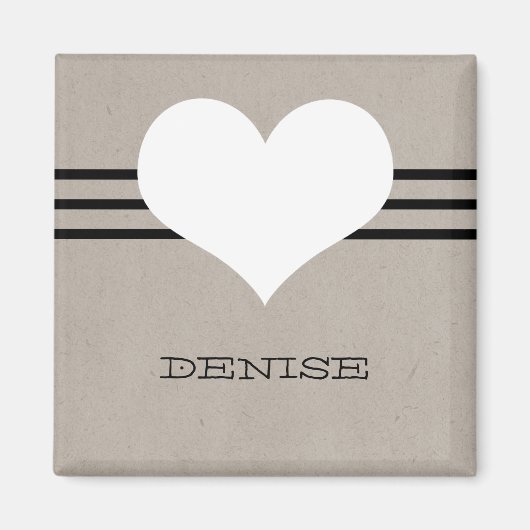 Beige Modern Heart Magnet Magneet (Voorkant)