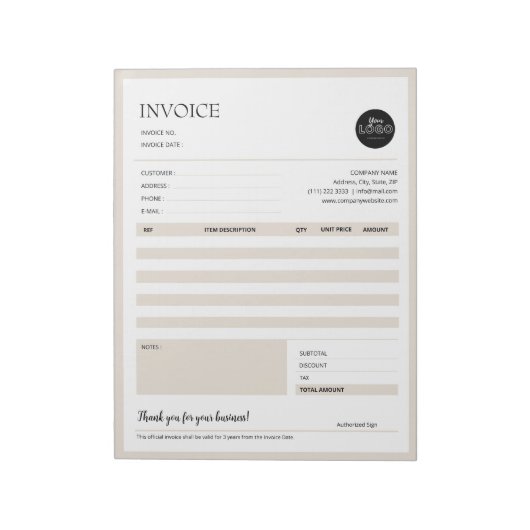 Beige Modern Minimalistische Sjabloon van bedrijfs Notitieblok (Gedraaid)