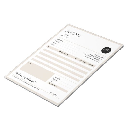 Beige Modern Minimalistische Sjabloon van bedrijfs Notitieblok (Schuin)