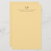 Beige Modern Monogrammed Calligraphy Plain Name Briefpapier (Voorkant / Achterkant)