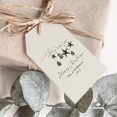 Beige modern scandi elegant script kerst deksel cadeaulabel