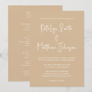 Beige Modern Script All-in-One minimalistische bru Kaart