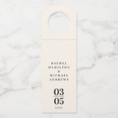Beige Modern Simpel Wedding Flessenhanger (Voorkant)