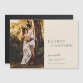 Beige Modern Whimsical Script Boho Save The Date Magnetische Uitnodiging (Voorkant / Achterkant)