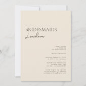 Beige Modern Whimsical Script Bruidsmeisjes Lunche Kaart (Voorkant)