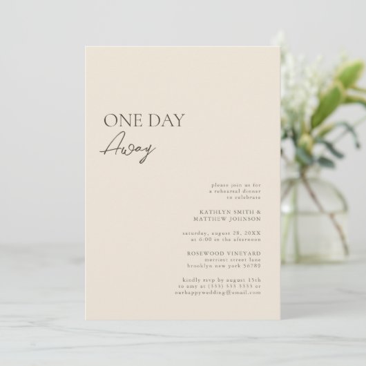 Beige Modern Whimsical Script op een dag afstand Kaart (Staand voorkant)