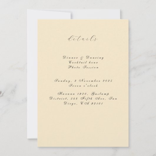 Beige moderne Elégant Mariage Invitation (Dos)