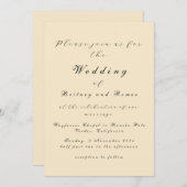 Beige moderne Elégant Mariage Invitation (Devant / Derrière)