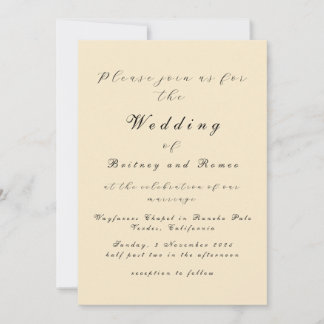 Beige moderne Elégant Mariage Invitation