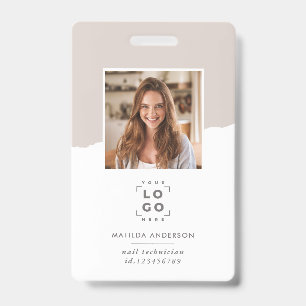 Beige moderne minimale foto abstract badge