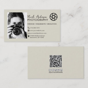 Beige moderne minimale logo fotografie foto visitekaartje