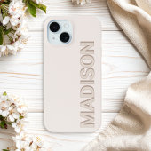 Beige moderne monogram naam Case-Mate iPhone case