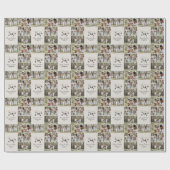 Beige moderne multi foto elegant script kerst cadeaupapier (Vlak)