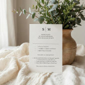 Beige Monogram Classic Wedding RSVP Kaartje