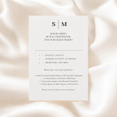 Beige Monogram Classic Wedding RSVP Kaartje