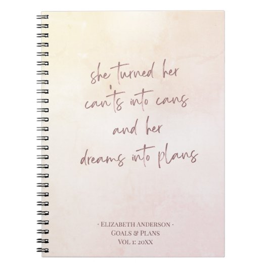 Beige Monogram Doel Notitieboek (Voorkant)