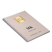 Beige monogram initiaal bedrijfslogo notitieboek (Rechterzijde)