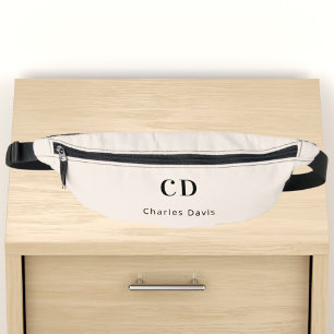 Beige monogram initialen naam heuptasje